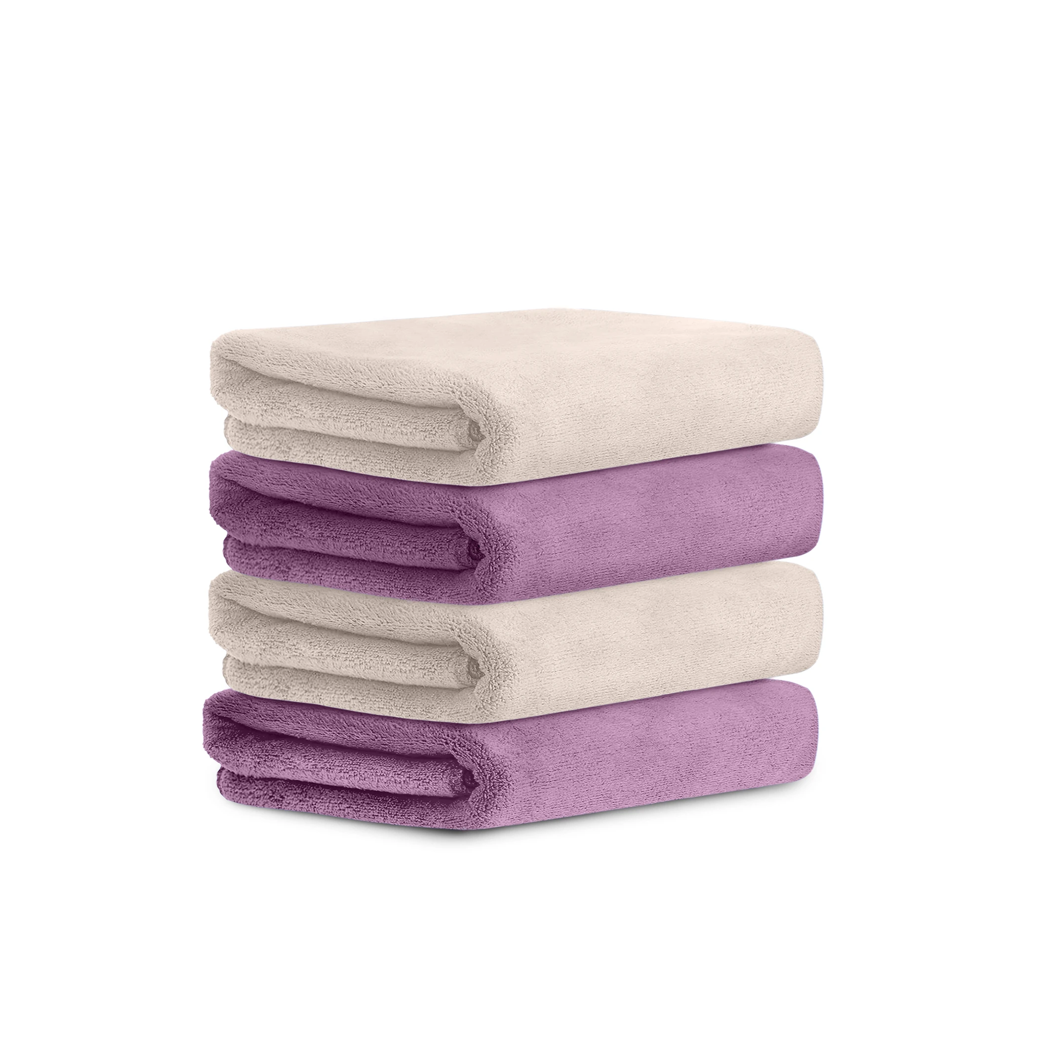 HOUSSE Microfiber Hand Towel for Gym | Home| Yoga | 450 GSM | 60 x 40 CM| Premium QualityTowels | an Hpoallergenic Towel | Ultra Absorbent & Anti-Bacterial | (4, Peachy Pearl_Dusky Orchid)