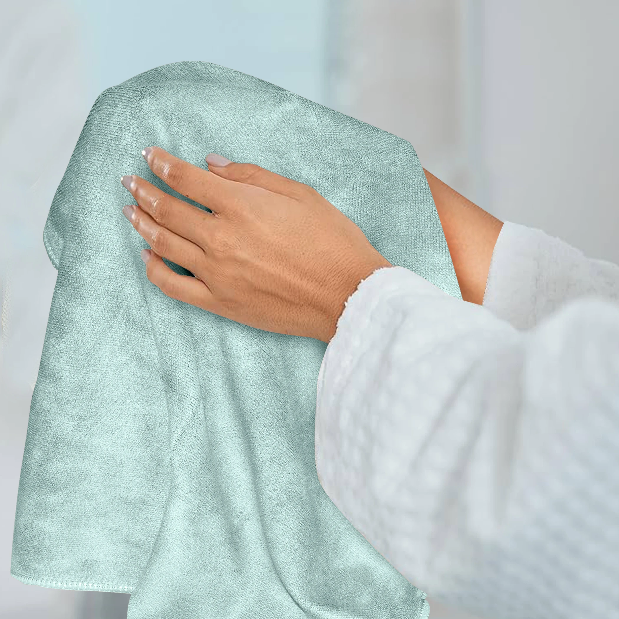 HOUSSE Microfiber Hand Towel for Gym | Home| Yoga | 450 GSM | 60 x 40 CM| Premium QualityTowels | an Hpoallergenic Towel | Ultra Absorbent & Anti-Bacterial | (Pacific Green_Lily PAD)