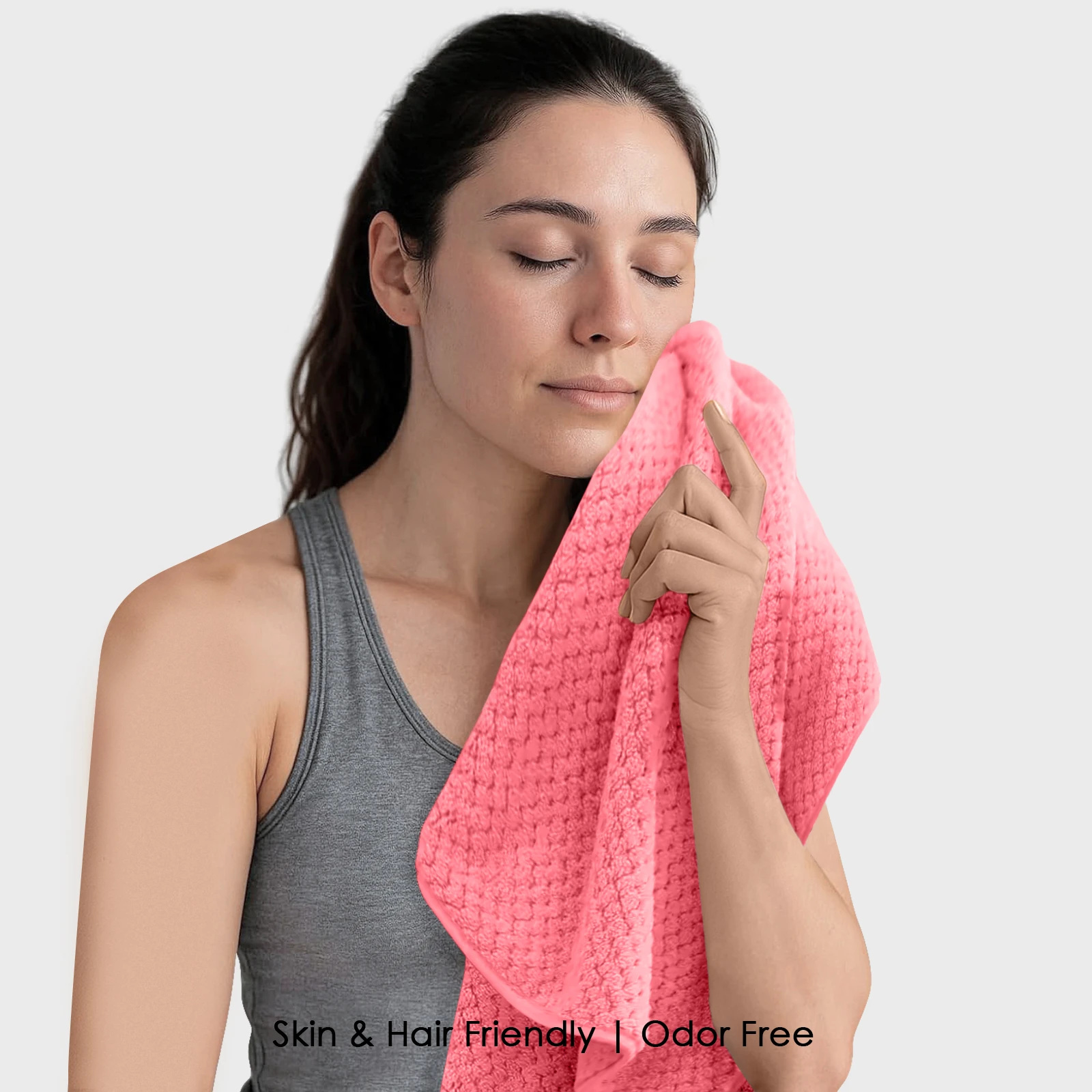 HOUSSE Microfiber Vogue Coral Fleece Bathing Towels | 360 GSM | Super Soft| Quick Absorbent | Lightweight & with Hanging Hook | for Versatile Usage | for Women & Men