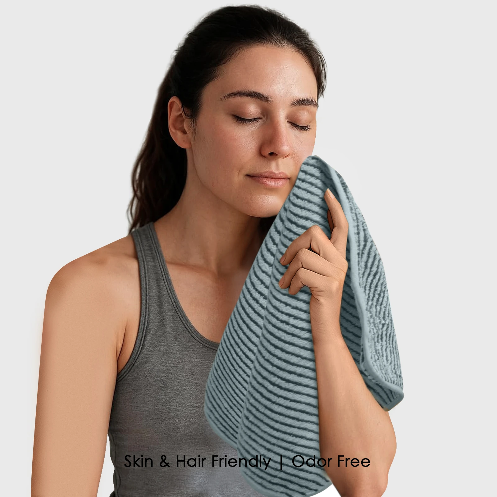HOUSSE Microfiber Stripes Hand Towel for Women & Men | Quick Dry | Ultra Absorbent |Sports | Travel | Ideal for Workout | Spa| Beach | Fitness Pack of 5 (Yellow,Peach Green Blue,Red 40x60)