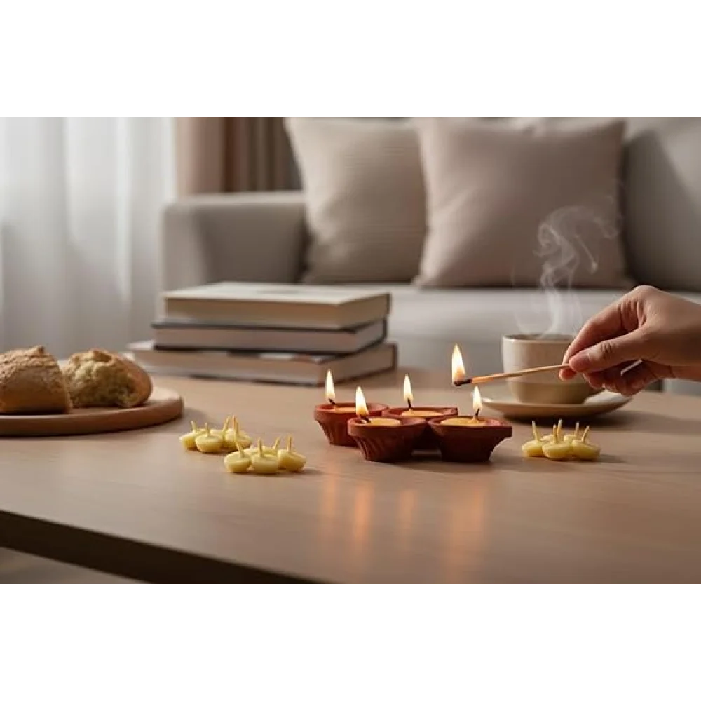 Pure Ghee Wicks| Batti| Diya for Pooja, 50 Pieces, Wax Free Vegan Ghee Batti/Wicks/Jyot for Pooja Aarti (Pack of 1, 50Pieces)