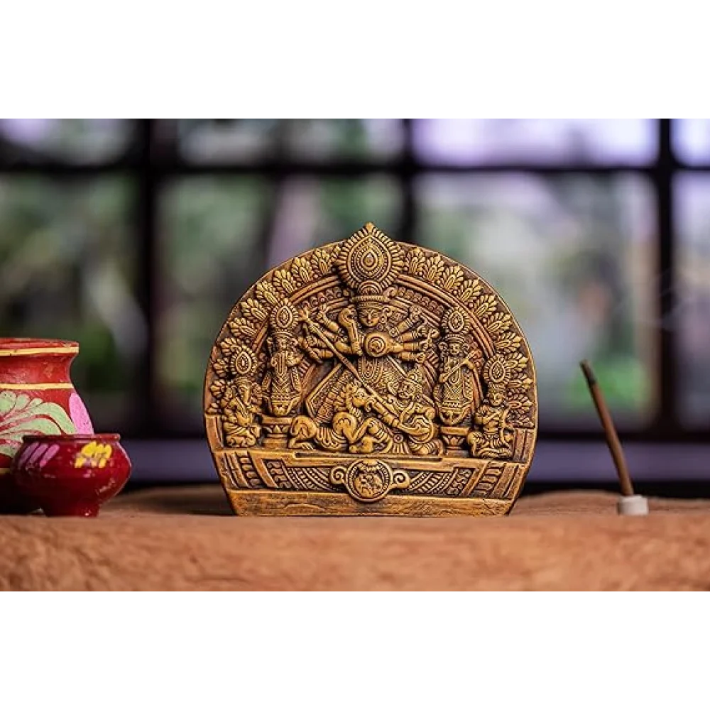 Handcrafted Terracotta Goddess Durga Idol with Family 7.5 Inch – Clay Decorative Murti for Home, Navaratri & Office Décor | Festive & Corporate Gifting