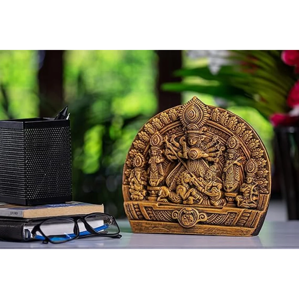Handcrafted Terracotta Goddess Durga Idol with Family 7.5 Inch – Clay Decorative Murti for Home, Navaratri & Office Décor | Festive & Corporate Gifting
