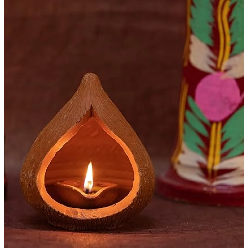 Handcrafted Terracotta Akhand Narkel Diya – Clay Decorative Oil Lamp for Pooja, Diwali & Festive Home Décor | Traditional Mitti Diya for Lighting & Gifting