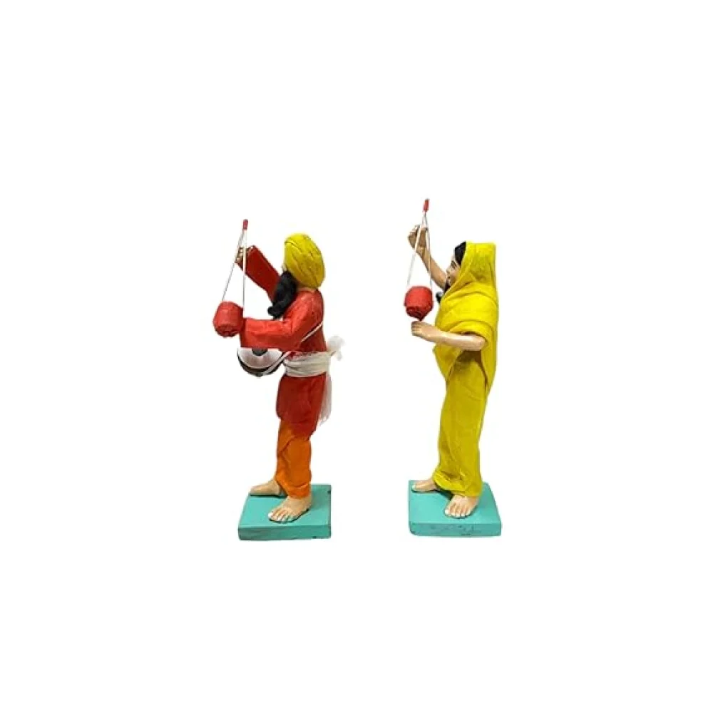 Handmade Clay Doll Human Working Figure for Gift & Décor, Folk Singer and Wife (Boul Singer) Pair Human Figure Miniature Idol, Housewarming Gifting,