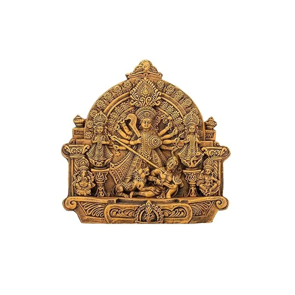 Handcrafted Terracotta Goddess Durga Idol with Family 11.2" for Pooja and Home Decor, Navaratri Decor, Office Decor, Corporate Gifts, Festive Gifts