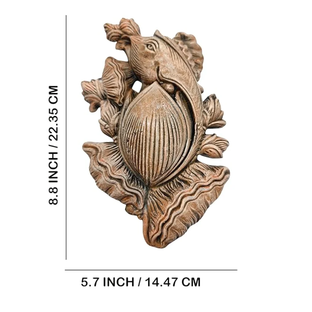 Terracotta Clay Wall Hanging Lord Ganesha Idol Eco-Friendly Handmade for Home Decoration/Diwali Festival/Religious Gift Ganesh Murti/Ganpati Idol Flower Design Wall Decoration