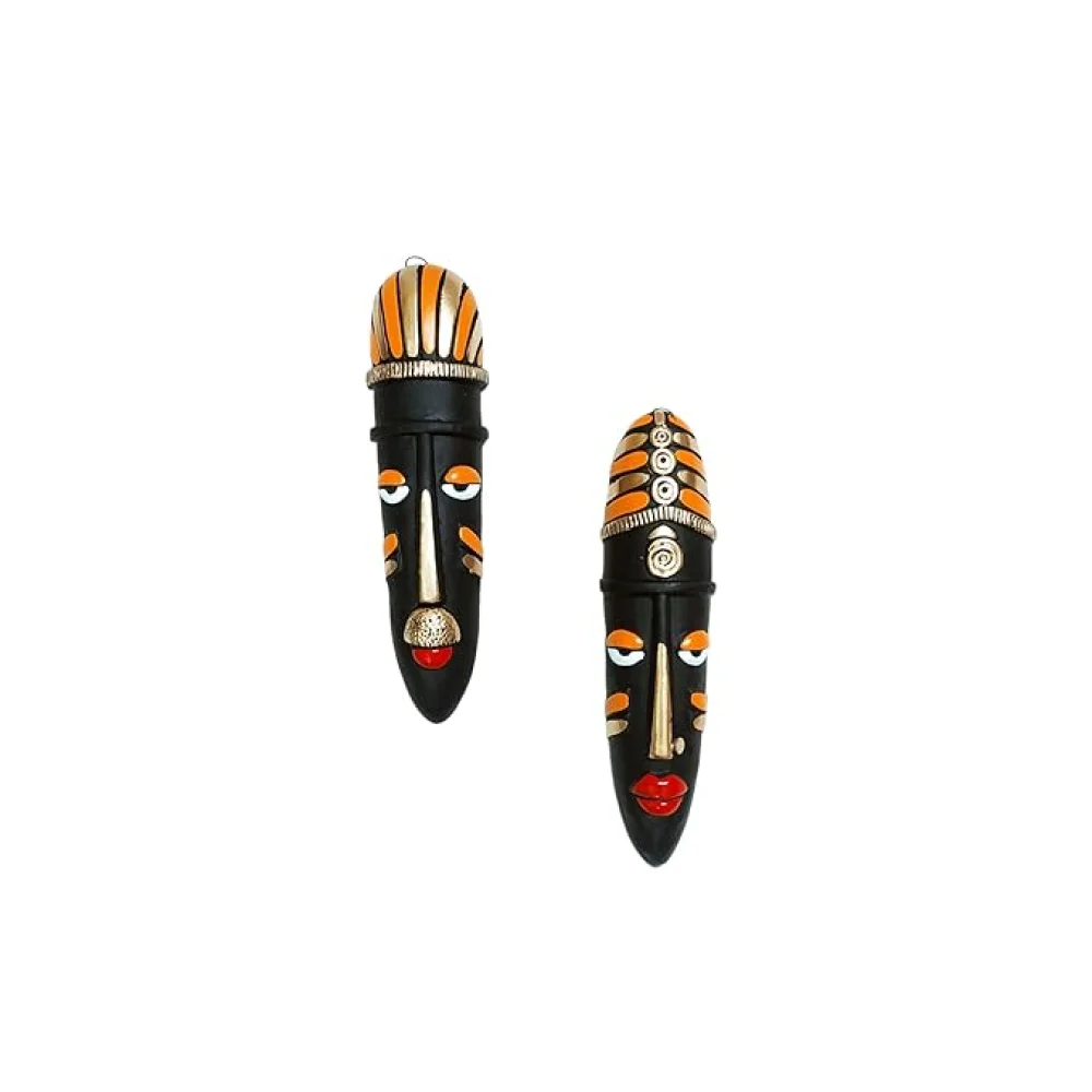 Handcrafted Terracotta Tribal Mask For Home Décor/Wall Hanging/House Warming Gifting, Terracotta Wall Hanging, Birthday Gifting, Corporate Gifting Set Of 2.