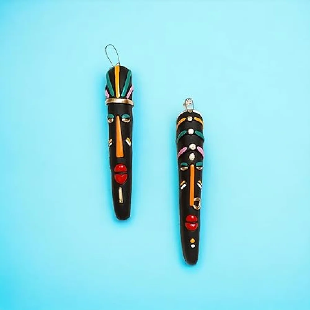 KARRU KRAFFT Handcrafted Terracotta Tribal Sooru Mask – Clay Wall Hanging Décor for Home & Office | Traditional Terracotta Face Mask for Housewarming & Gifting Pack of 2