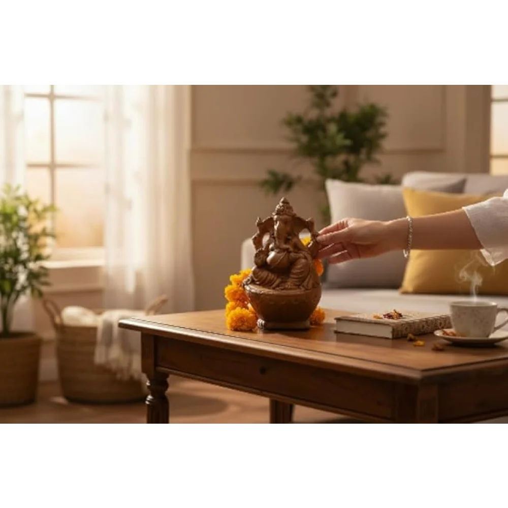 Handcrafted Lord Dhol Ganesha Terracotta Idol I Lord Ganesha Statue for Pooja Room I Religious Diwali Gifts I Festival Decor I Office desk Ganesha Statue I Indian handicraft Idols I Vastu Idol