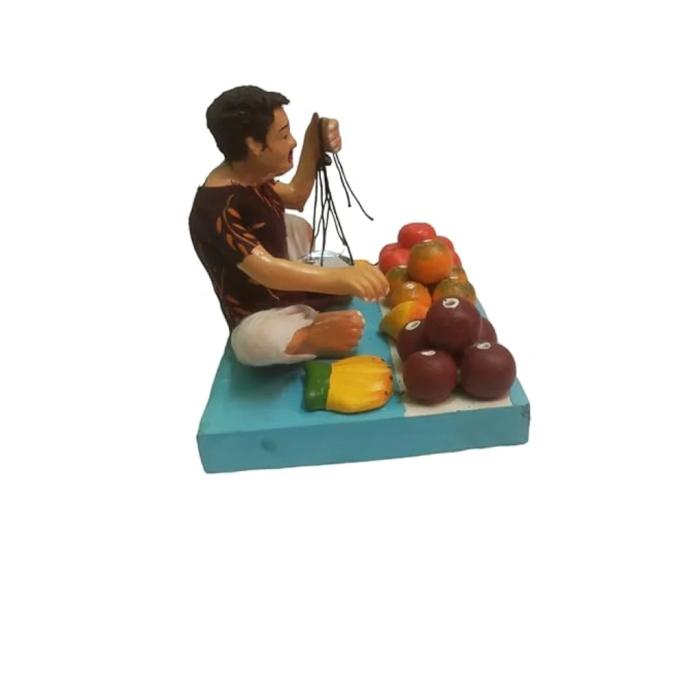 Handmade Clay Doll Human Working Figure for Gift & Décor,Vegetable Seller Human Figure Miniature Idol, Housewarming Gifting, Table Décor