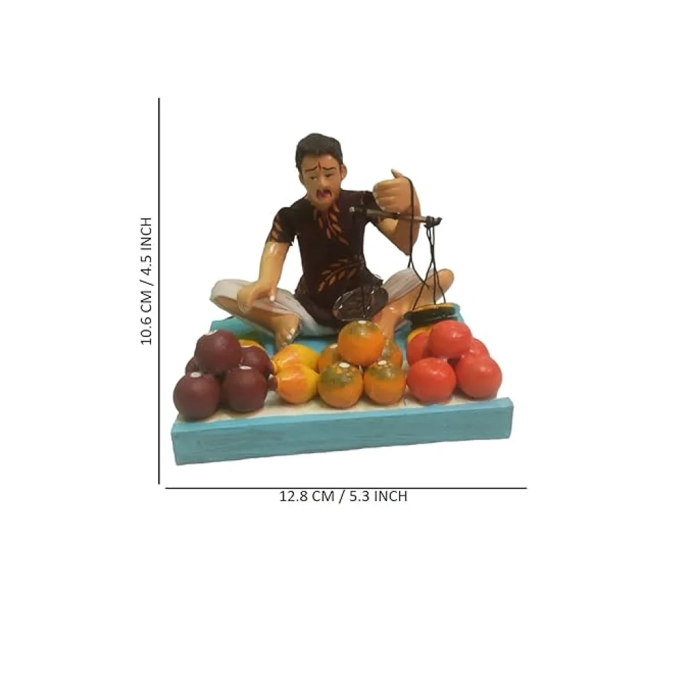 Handmade Clay Doll Human Working Figure for Gift & Décor,Vegetable Seller Human Figure Miniature Idol, Housewarming Gifting, Table Décor