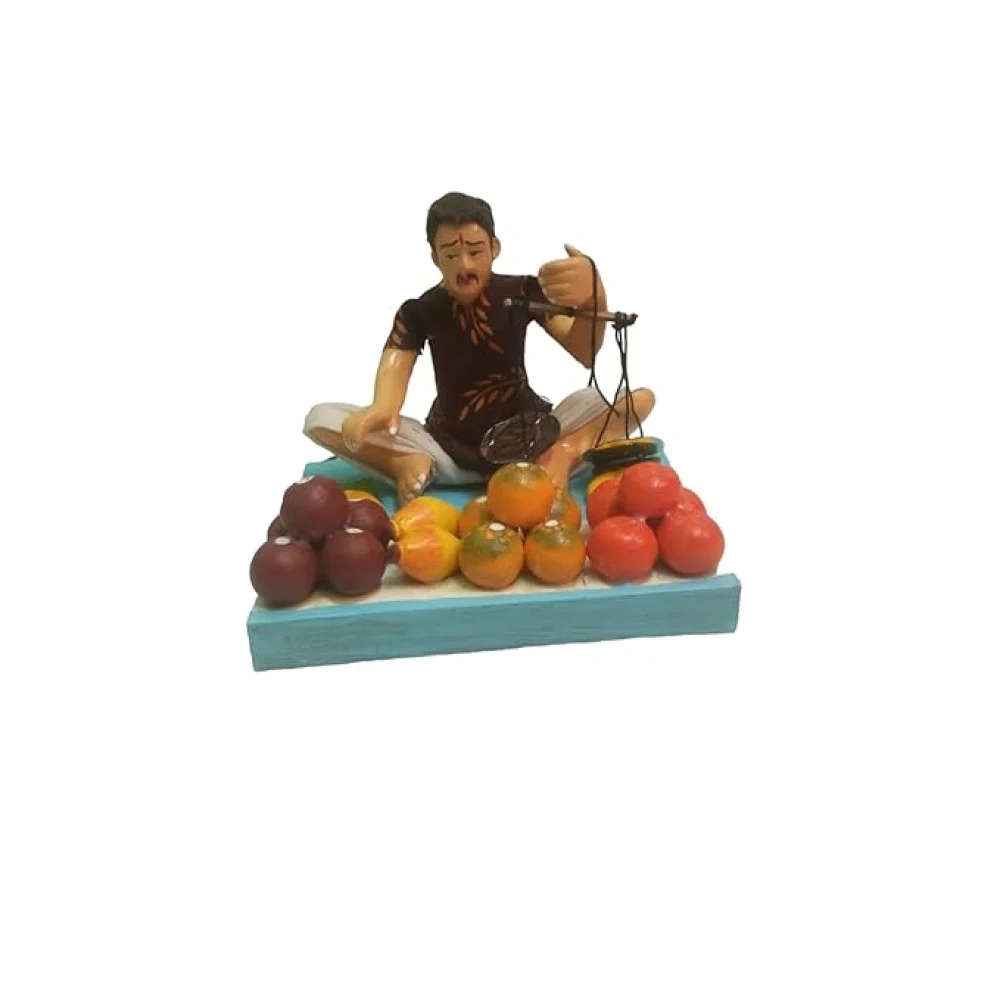 Handmade Clay Doll Human Working Figure for Gift & Décor,Vegetable Seller Human Figure Miniature Idol, Housewarming Gifting, Table Décor