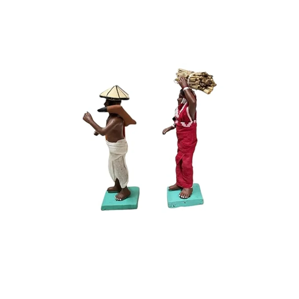 Handmade Clay Doll Human Working Figure for Gift & Décor, Farmer & Farmer Wife Pair Human Figure Miniature Idol, Housewarming Gifting, Table Decor