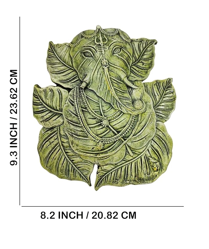 Terracotta Clay Wall Hanging Lord Ganesha Idol Eco-Friendly Handmade for Home Decoration/Diwali Festival/Religious Gift Ganesh Murti/Ganpati Idol Leaf Design Wall Decoration
