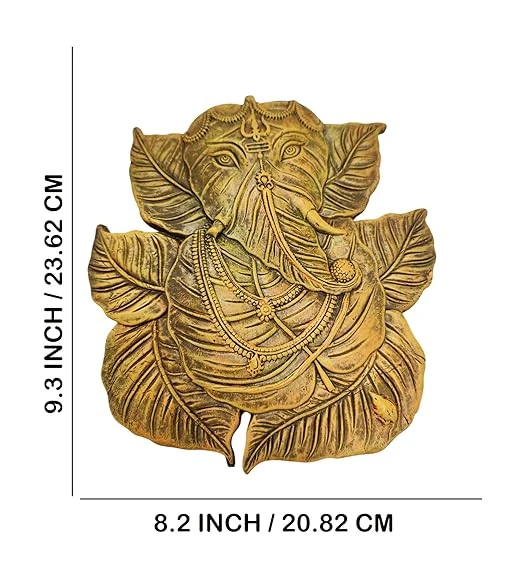Terracotta Clay Wall Hanging Lord Ganesha Idol Eco-Friendly Handmade for Home Decoration/Diwali Festival/Religious Gift Ganesh Murti/Ganpati Idol Leaf Design Wall Decoration