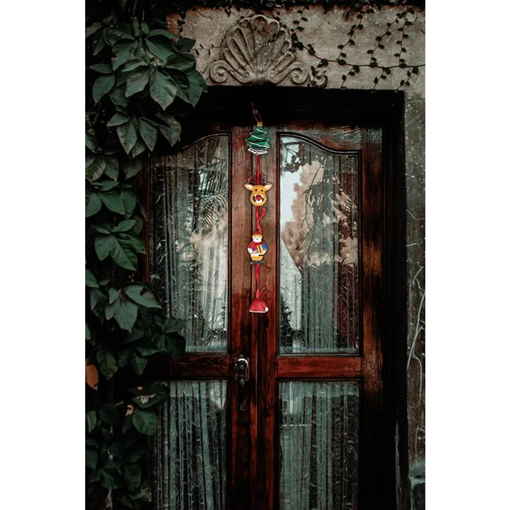 Natural Clay Terracotta Santa Claus Wall Hanging, Christmas Decoration, Christmas Gifting, Balcony Hanging, Home Decoration, Door Decoration, Corporate Gifts, Handmade Gifting (46 x 5 cm)