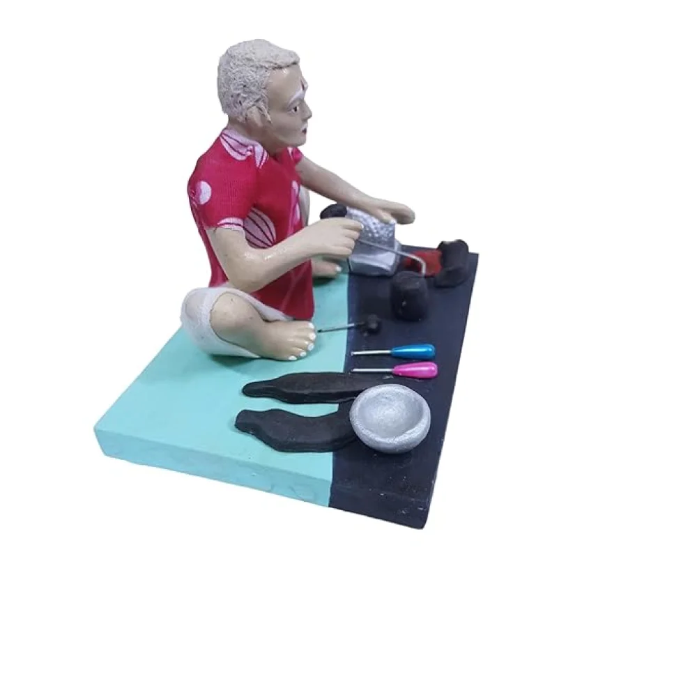 Handmade Clay Doll Human Working Figure for Gift & Décor,Iron Worker (Lohar) Human Figure Miniature Idol, Housewarming Gifting, Table Décor