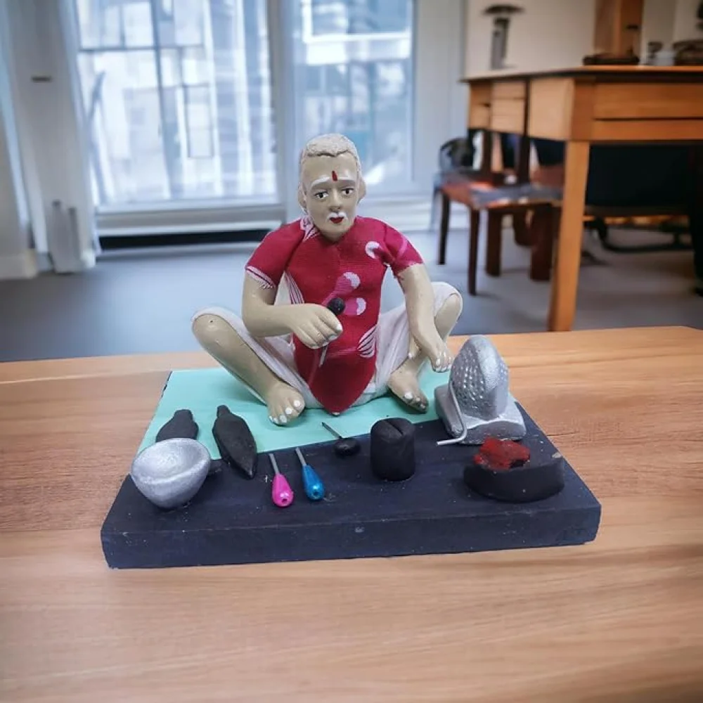 Handmade Clay Doll Human Working Figure for Gift & Décor,Iron Worker (Lohar) Human Figure Miniature Idol, Housewarming Gifting, Table Décor