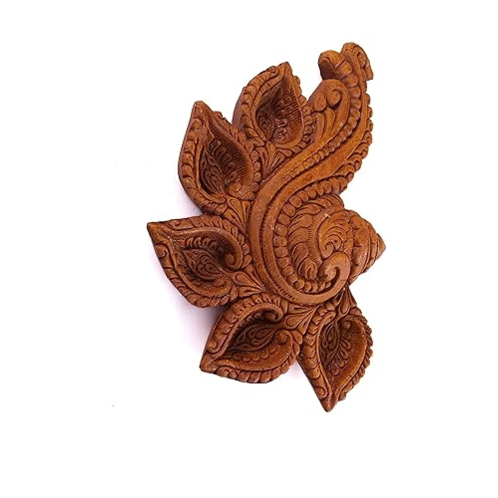 Terracotta SHUBH LABH Shankh Panch Diya for Pooja Decor, Navaratri, Diwali, Mitti, Oil, Gifting, Home Decor