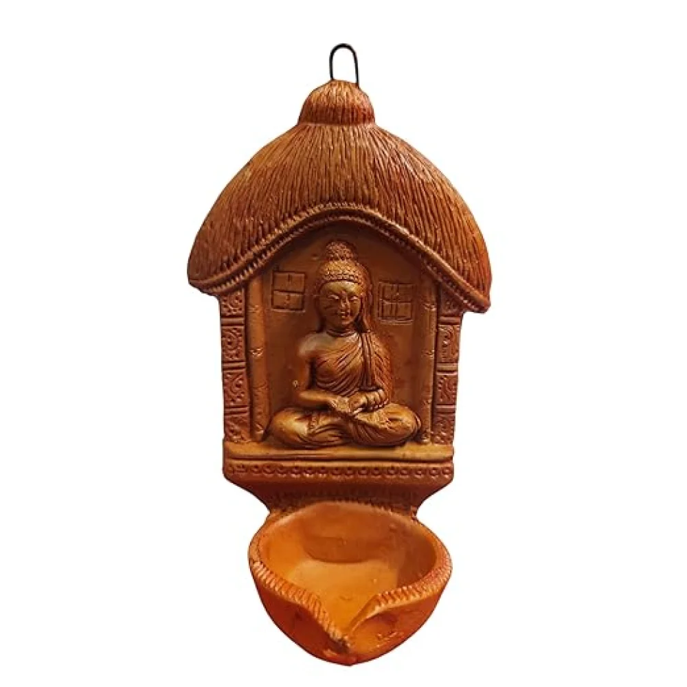 DiwaliDiya I SUBH LABHDiya I AkhandDiya I Buddha Temple Terracotta MittiDiya for Pooja Decor, NavaratriDiya, MittiDiya, OilDiya, Diwali Gifting, Housewarming Gifting Home Decor