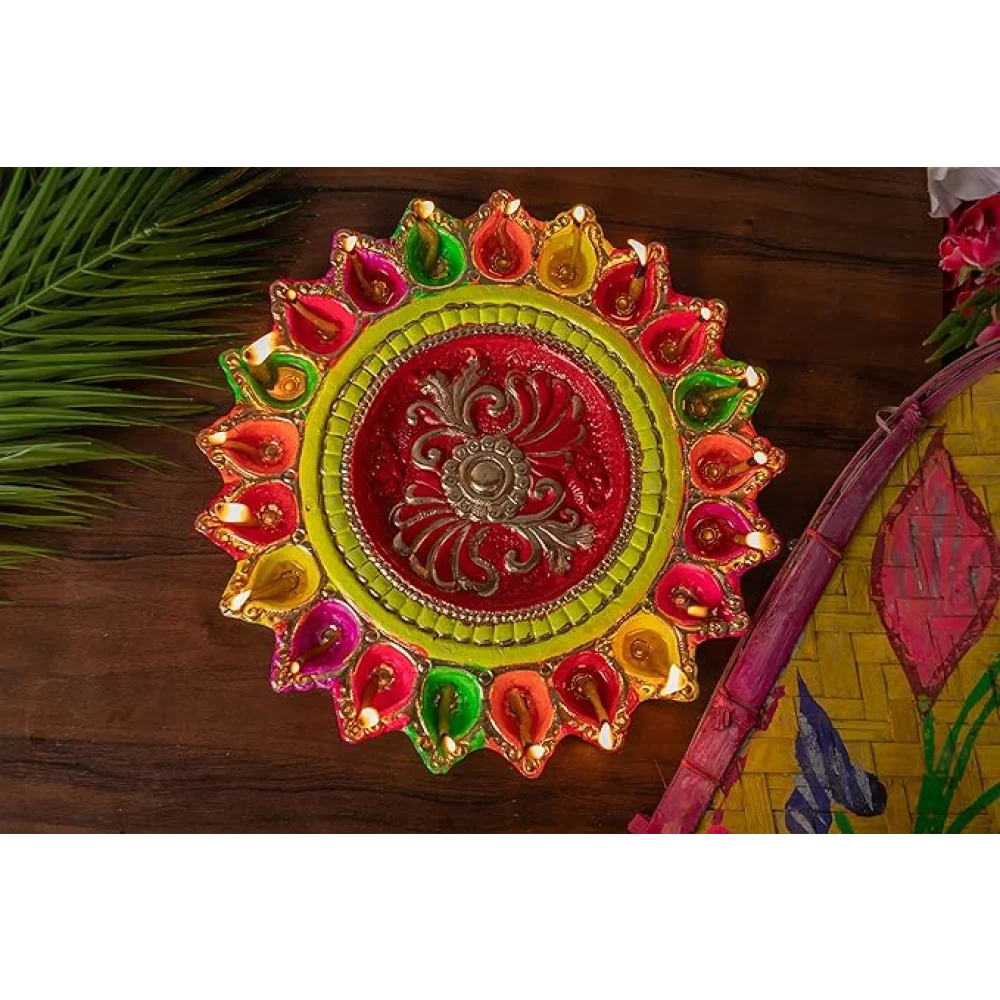 Terracotta 21 Oil Diya/Subha-Labh Diya for Pooja Decor, Navaratri Diya, Diwali Diya, Mitti Diya, Oil Diya, Diwali Gifting, Home Decor