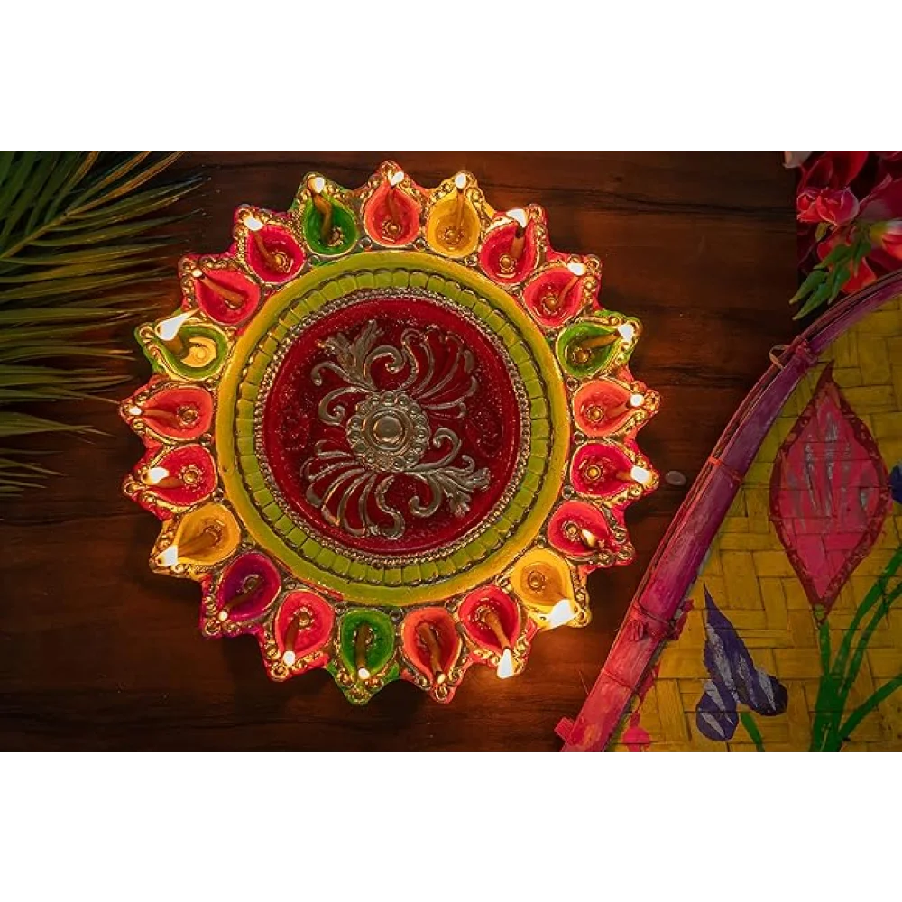 Terracotta 21 Oil Diya/Subha-Labh Diya for Pooja Decor, Navaratri Diya, Diwali Diya, Mitti Diya, Oil Diya, Diwali Gifting, Home Decor