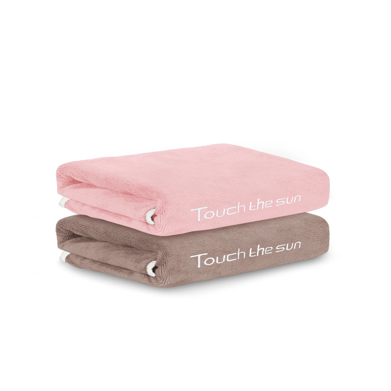 HOUSSE Microfiber Embroidery Hand Towel – 35 * 75cm, 350 GSM, Soft & Absorbent, Quick-Drying Sweat Towel – Ideal for Gym, Beach, Fitness, Outdoor & Home Use (Touch The Sun Peach- Brown)