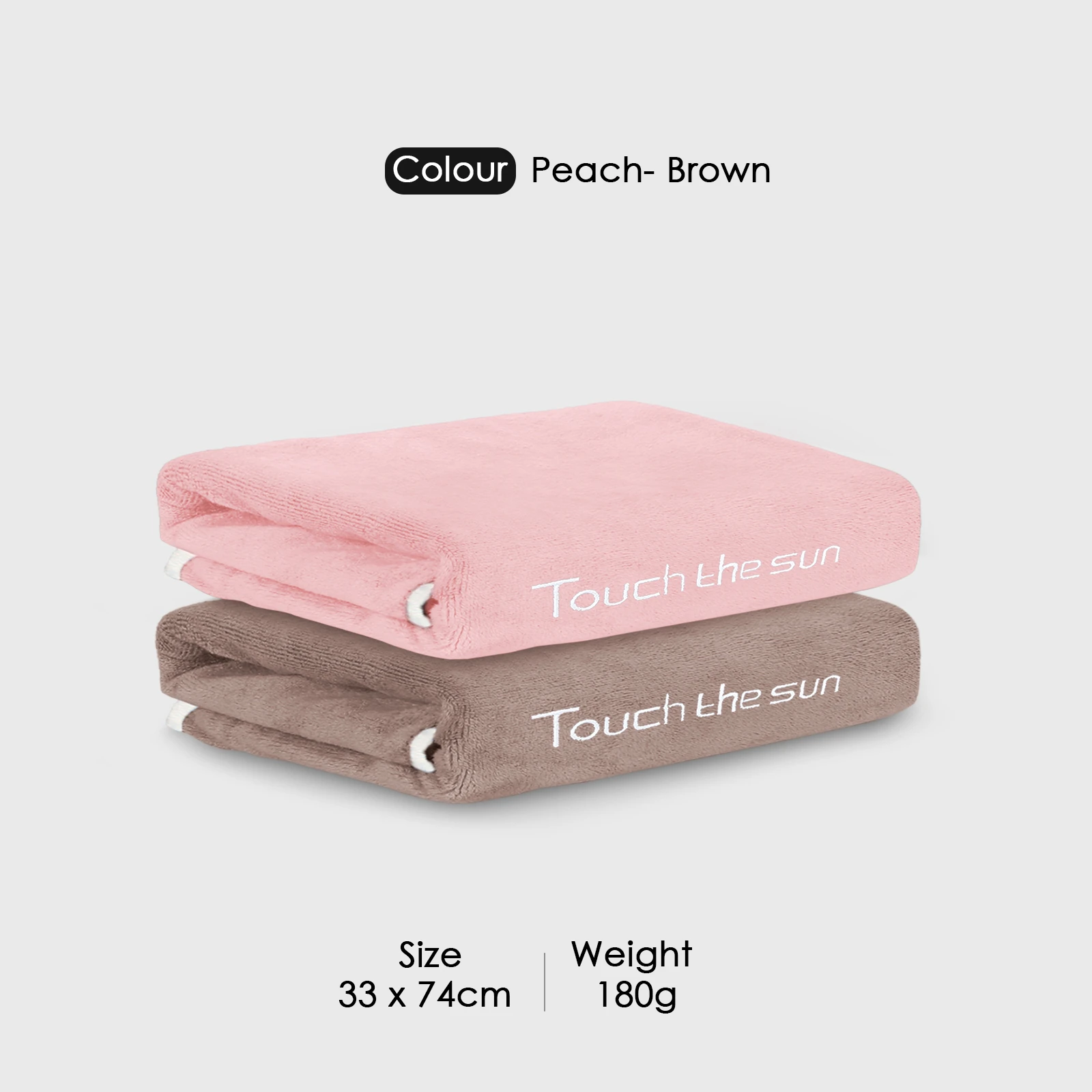 HOUSSE Microfiber Embroidery Hand Towel – 35 * 75cm, 350 GSM, Soft & Absorbent, Quick-Drying Sweat Towel – Ideal for Gym, Beach, Fitness, Outdoor & Home Use (Touch The Sun Peach- Brown)