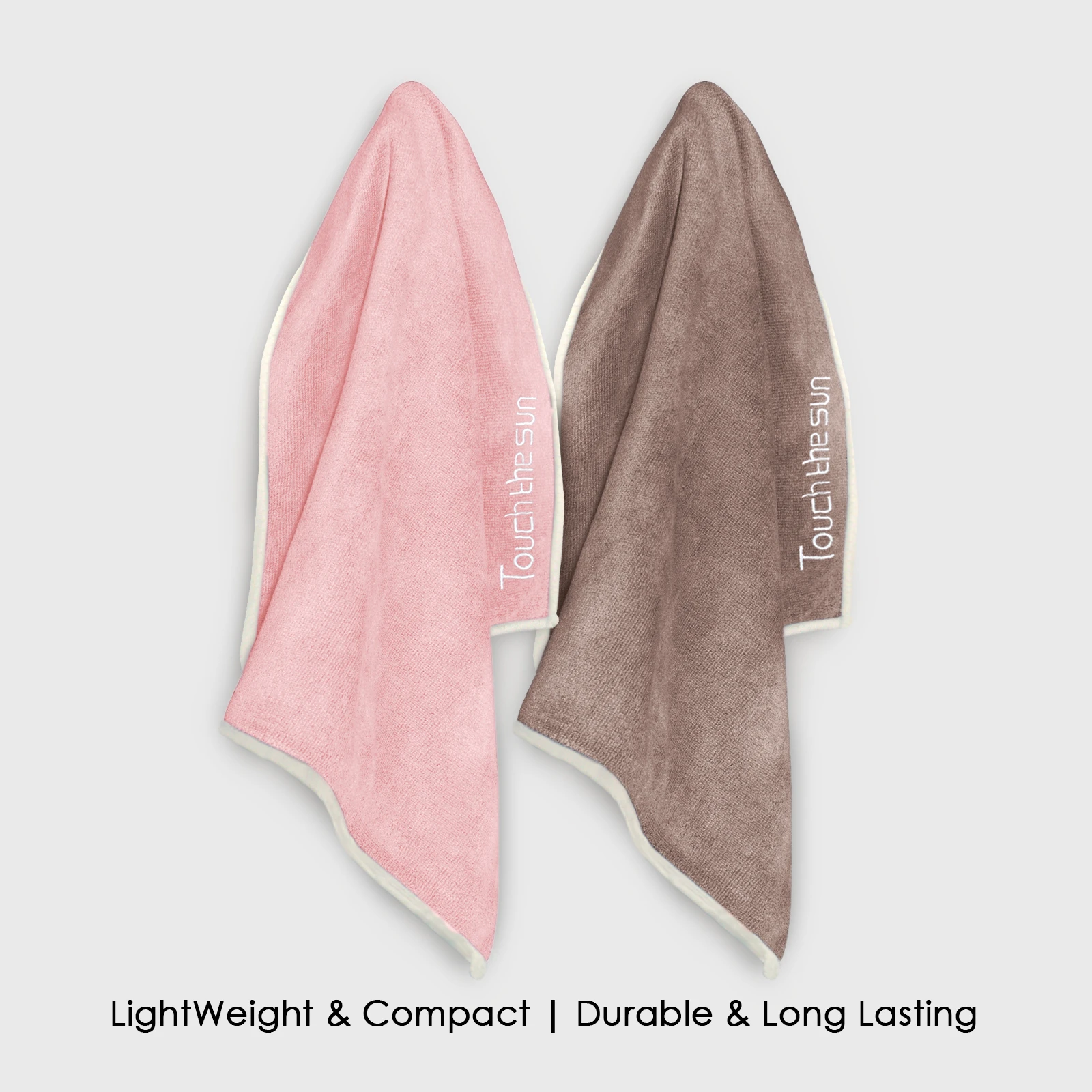 HOUSSE Microfiber Embroidery Hand Towel – 35 * 75cm, 350 GSM, Soft & Absorbent, Quick-Drying Sweat Towel – Ideal for Gym, Beach, Fitness, Outdoor & Home Use (Touch The Sun Peach- Brown)