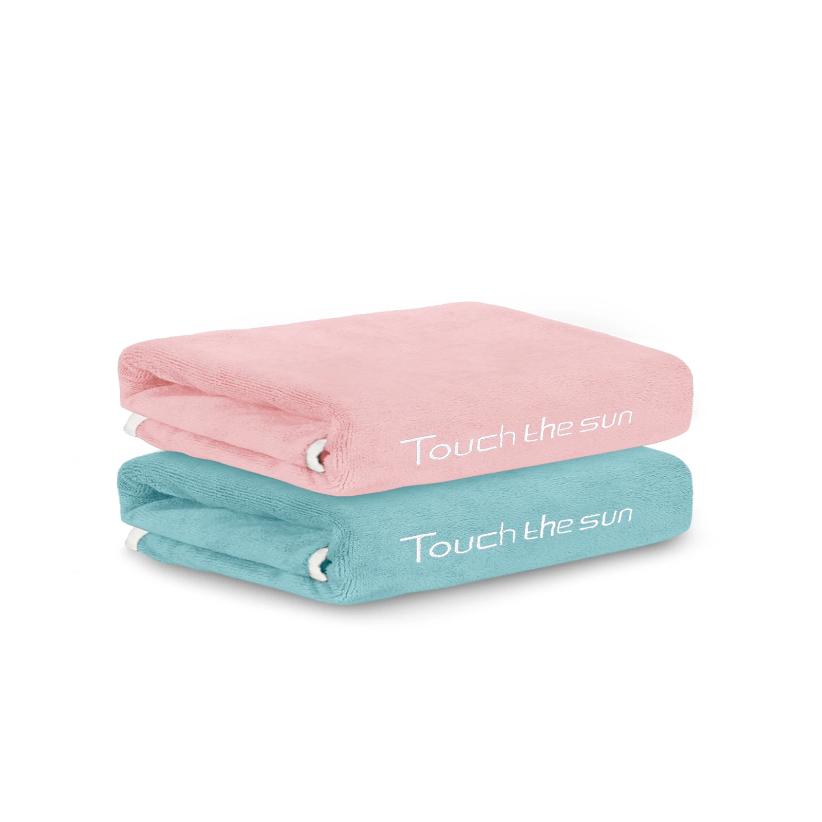 HOUSSE Microfiber Embroidery Hand Towel – 35 * 75cm, 350 GSM, Soft & Absorbent, Quick-Drying Sweat Towel – Ideal for Gym, Beach, Fitness, Outdoor & Home Use (Touch The Sun Peach - fluroescent)