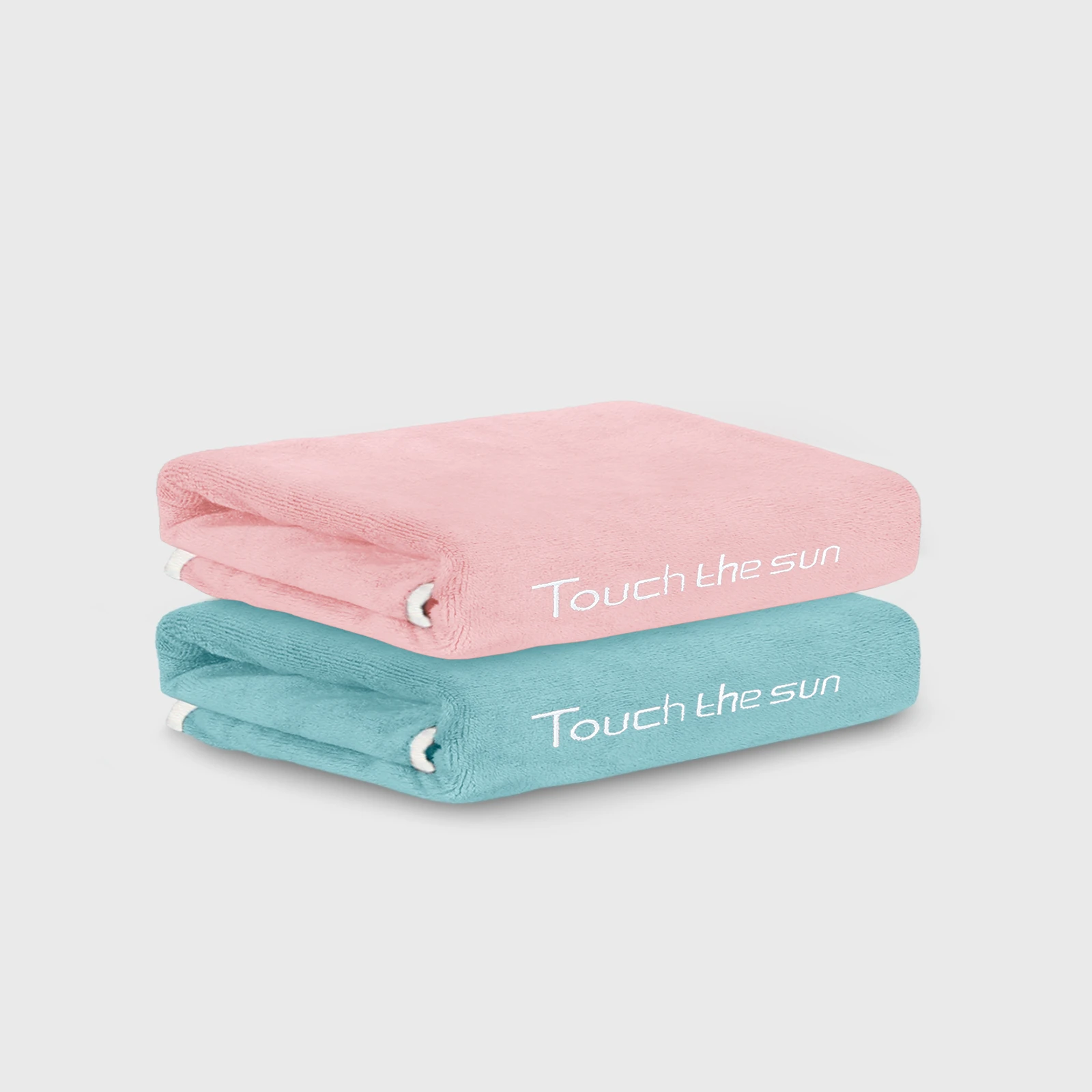 HOUSSE Microfiber Embroidery Hand Towel – 35 * 75cm, 350 GSM, Soft & Absorbent, Quick-Drying Sweat Towel – Ideal for Gym, Beach, Fitness, Outdoor & Home Use (Touch The Sun Peach - fluroescent)