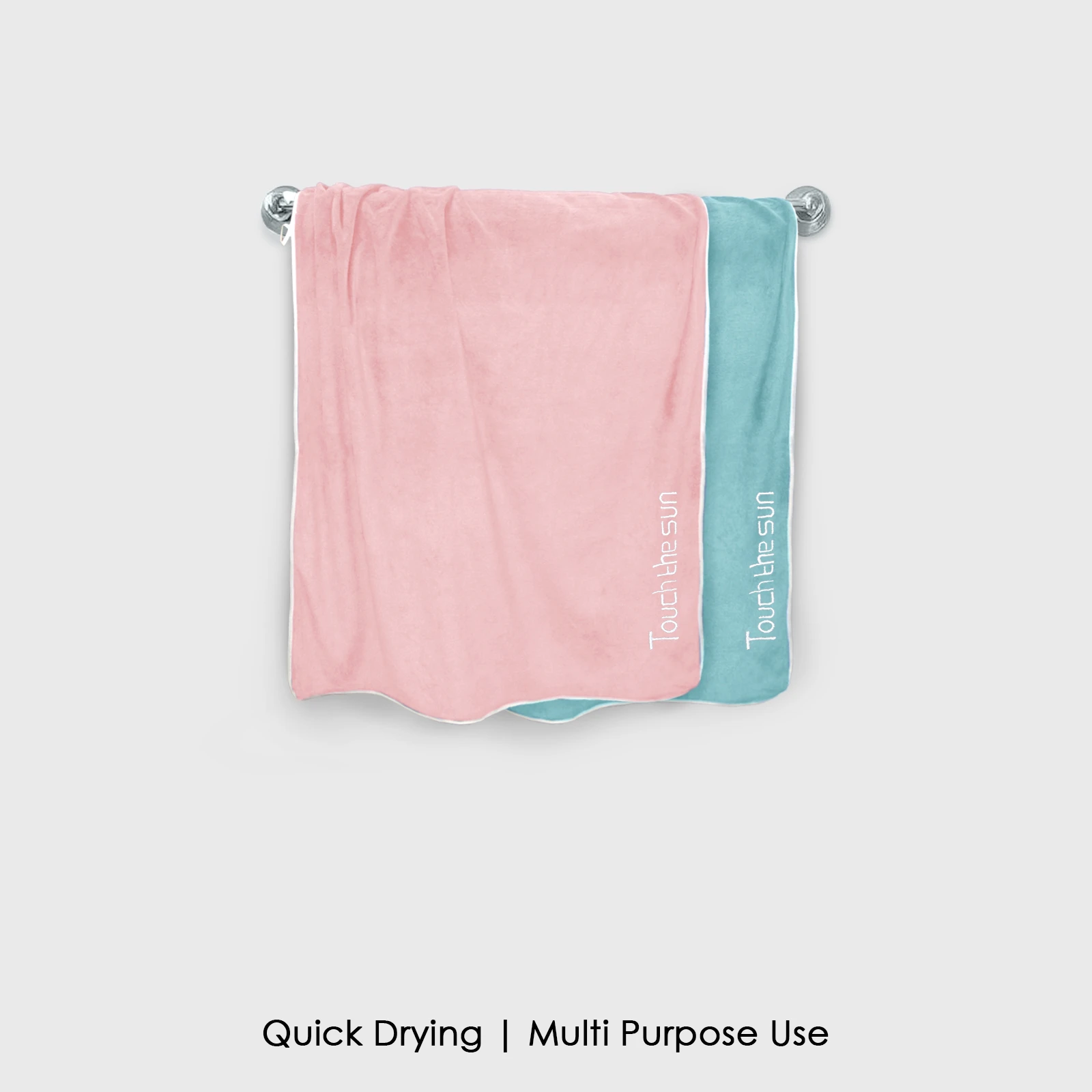 HOUSSE Microfiber Embroidery Hand Towel – 35 * 75cm, 350 GSM, Soft & Absorbent, Quick-Drying Sweat Towel – Ideal for Gym, Beach, Fitness, Outdoor & Home Use (Touch The Sun Peach - fluroescent)
