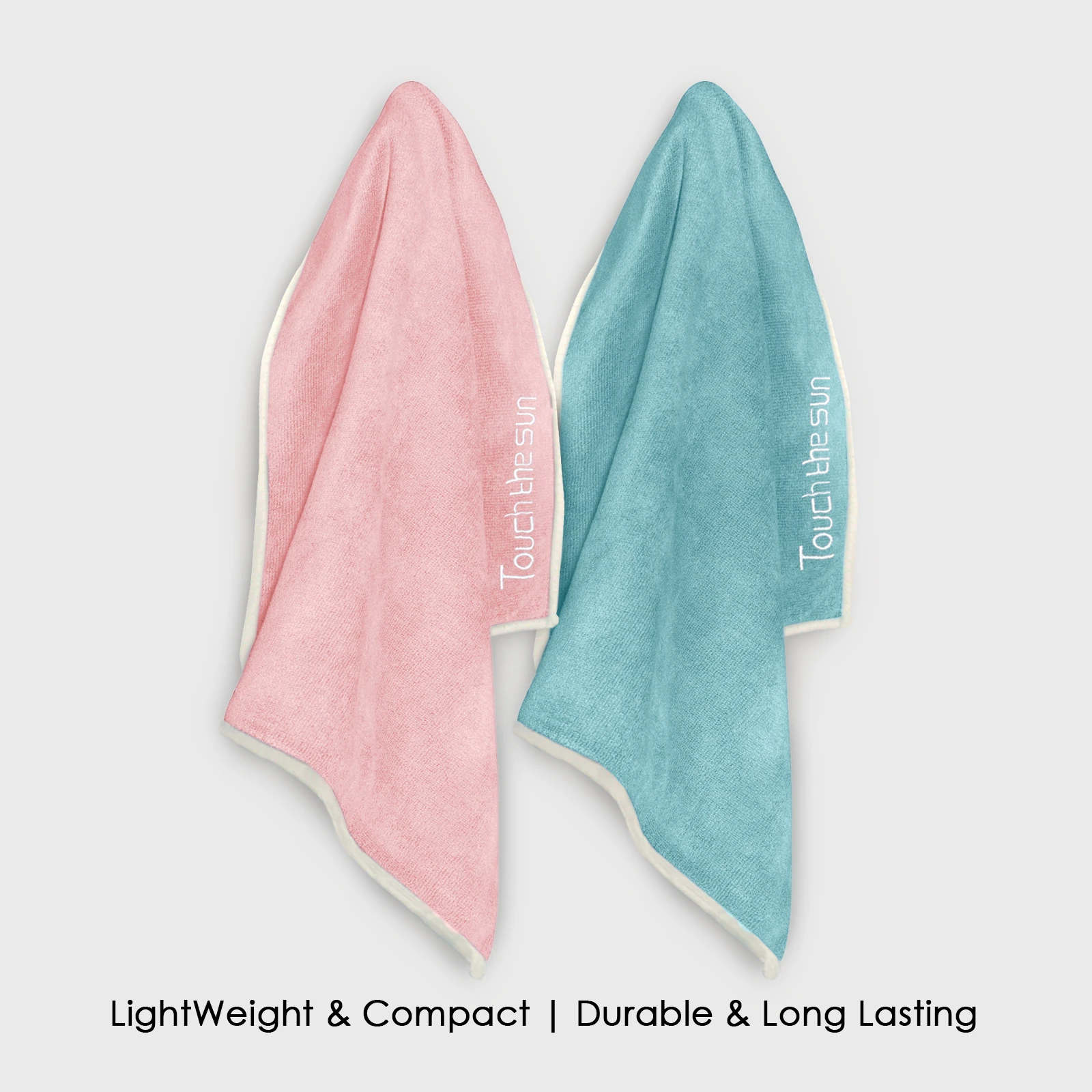 HOUSSE Microfiber Embroidery Hand Towel – 35 * 75cm, 350 GSM, Soft & Absorbent, Quick-Drying Sweat Towel – Ideal for Gym, Beach, Fitness, Outdoor & Home Use (Touch The Sun Peach - fluroescent)