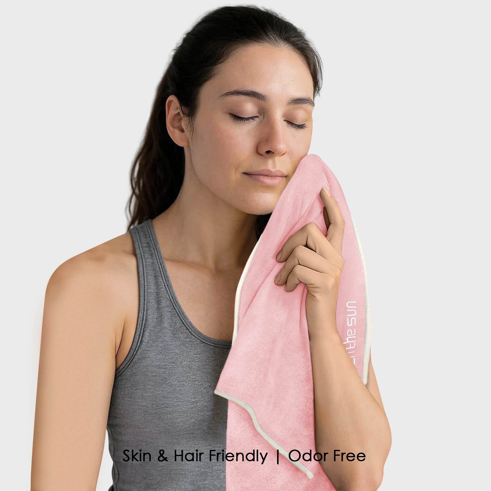 HOUSSE Microfiber Embroidery Hand Towel – 35 * 75cm, 350 GSM, Soft & Absorbent, Quick-Drying Sweat Towel – Ideal for Gym, Beach, Fitness, Outdoor & Home Use (Touch The Sun Peach - fluroescent)