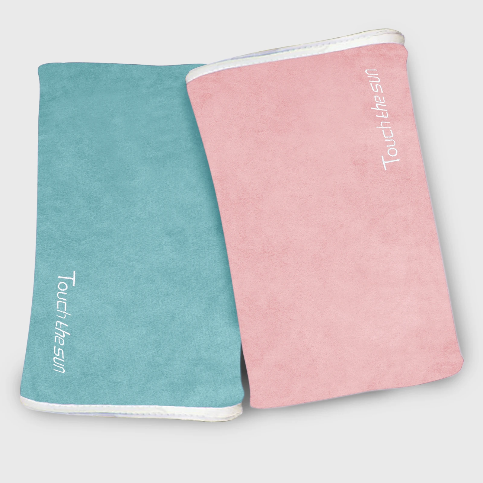 HOUSSE Microfiber Embroidery Hand Towel – 35 * 75cm, 350 GSM, Soft & Absorbent, Quick-Drying Sweat Towel – Ideal for Gym, Beach, Fitness, Outdoor & Home Use (Touch The Sun Peach - fluroescent)