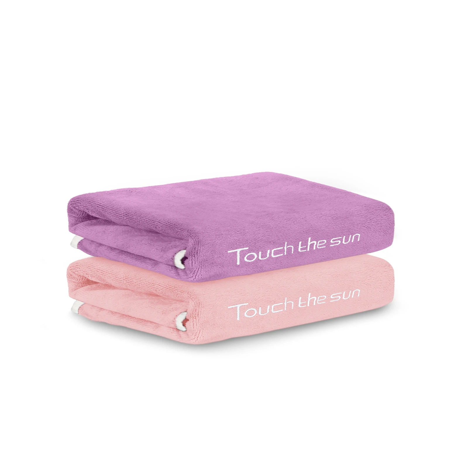 HOUSSE Microfiber Embroidery Hand Towel – 35 * 75cm, 350 GSM, Soft & Absorbent, Quick-Drying Sweat Towel – Ideal for Gym, Beach, Fitness, Outdoor & Home Use (Touch The Sun Magenta- Peach)