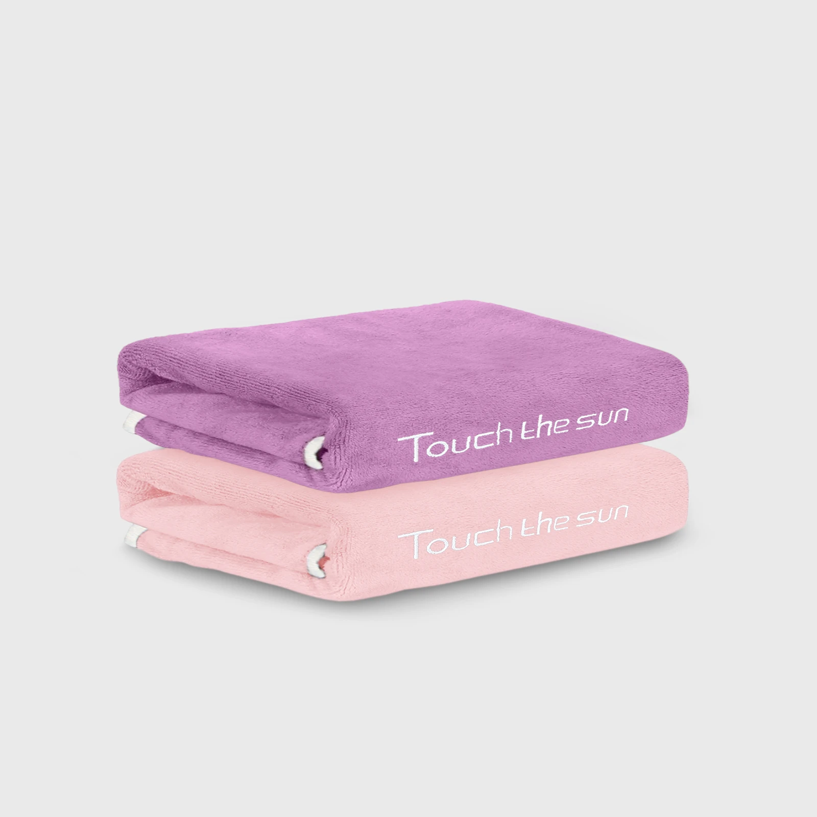 HOUSSE Microfiber Embroidery Hand Towel – 35 * 75cm, 350 GSM, Soft & Absorbent, Quick-Drying Sweat Towel – Ideal for Gym, Beach, Fitness, Outdoor & Home Use (Touch The Sun Magenta- Peach)