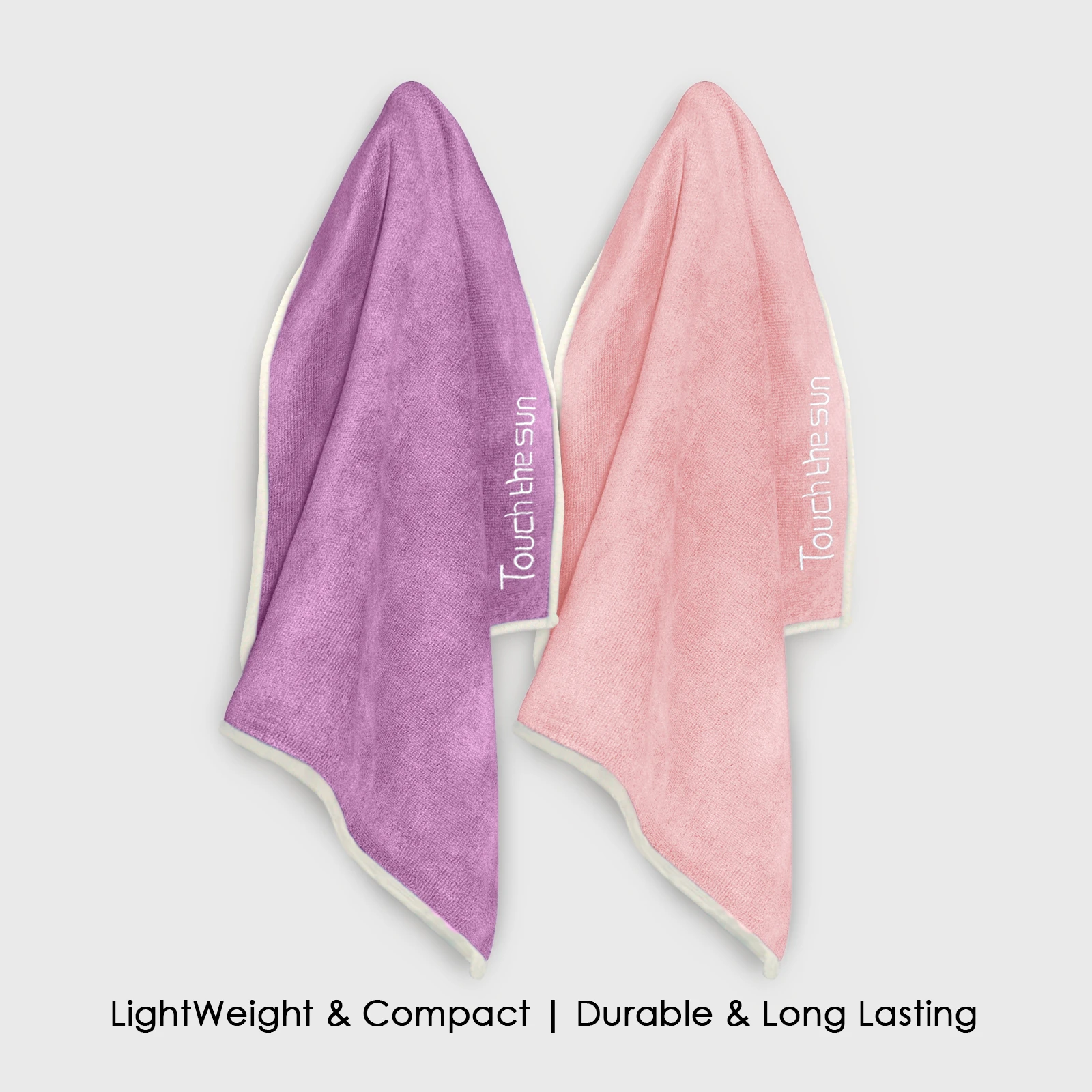 HOUSSE Microfiber Embroidery Hand Towel – 35 * 75cm, 350 GSM, Soft & Absorbent, Quick-Drying Sweat Towel – Ideal for Gym, Beach, Fitness, Outdoor & Home Use (Touch The Sun Magenta- Peach)