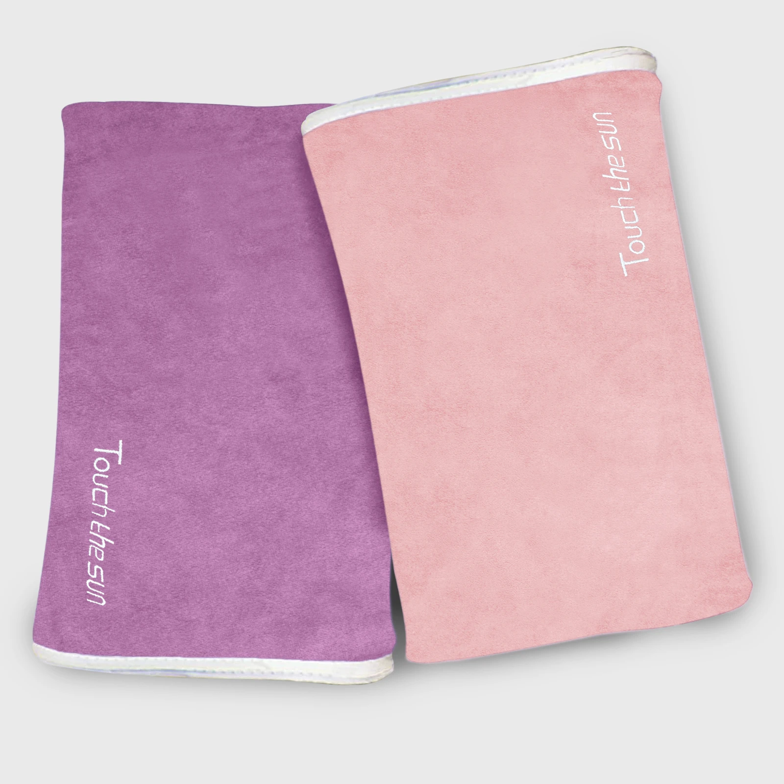 HOUSSE Microfiber Embroidery Hand Towel – 35 * 75cm, 350 GSM, Soft & Absorbent, Quick-Drying Sweat Towel – Ideal for Gym, Beach, Fitness, Outdoor & Home Use (Touch The Sun Magenta- Peach)