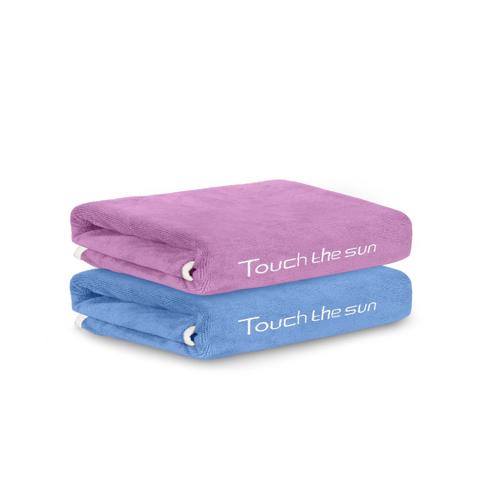 HOUSSE Microfiber Embroidery Hand Towel – 35 * 75cm, 350 GSM, Soft & Absorbent, Quick-Drying Sweat Towel – Ideal for Gym, Beach, Fitness, Outdoor & Home Use (Touch The Sun Magenta- Blue)