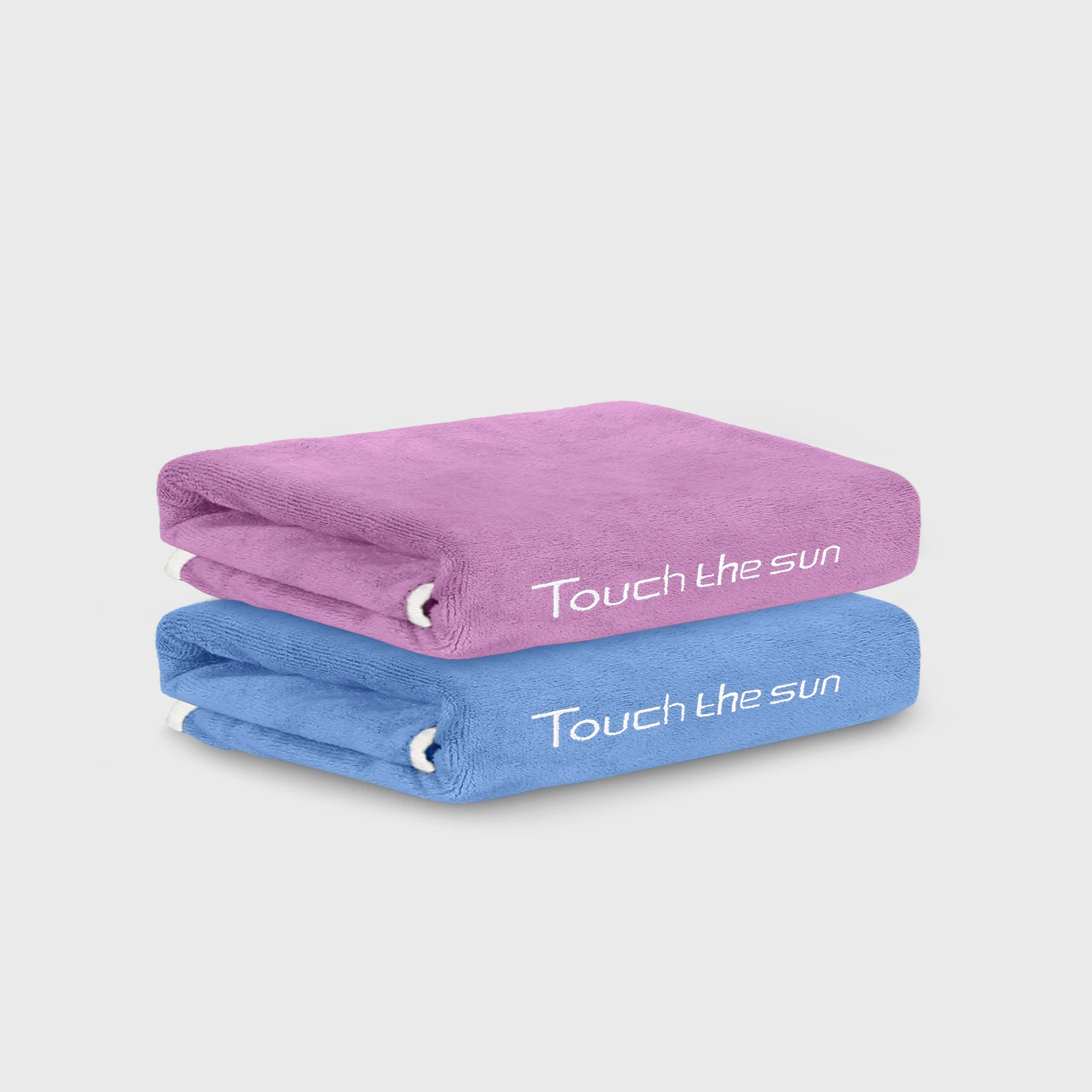 HOUSSE Microfiber Embroidery Hand Towel – 35 * 75cm, 350 GSM, Soft & Absorbent, Quick-Drying Sweat Towel – Ideal for Gym, Beach, Fitness, Outdoor & Home Use (Touch The Sun Magenta- Blue)