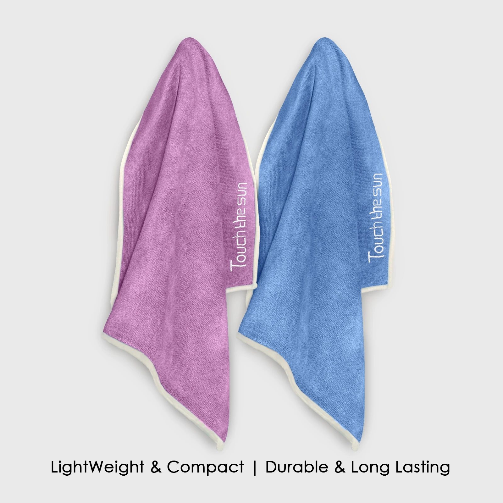 HOUSSE Microfiber Embroidery Hand Towel – 35 * 75cm, 350 GSM, Soft & Absorbent, Quick-Drying Sweat Towel – Ideal for Gym, Beach, Fitness, Outdoor & Home Use (Touch The Sun Magenta- Blue)