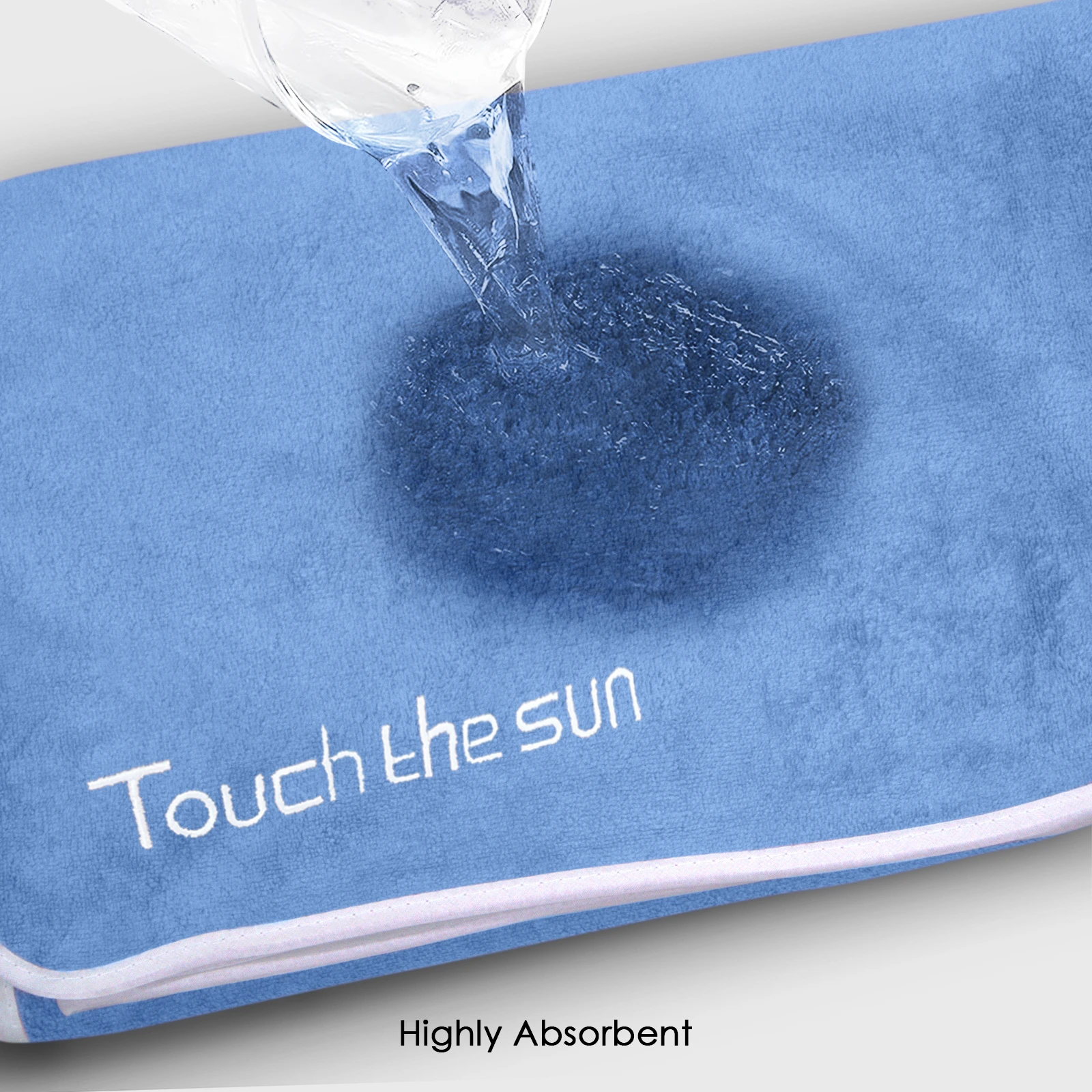 HOUSSE Microfiber Embroidery Hand Towel – 35 * 75cm, 350 GSM, Soft & Absorbent, Quick-Drying Sweat Towel – Ideal for Gym, Beach, Fitness, Outdoor & Home Use (Touch The Sun Magenta- Blue)