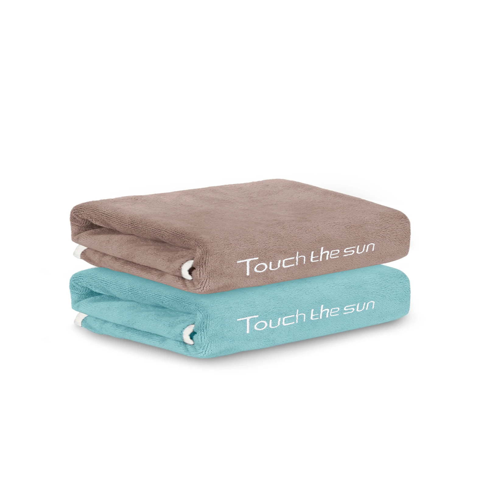 HOUSSE Microfiber Embroidery Hand Towel – 35 * 75cm, 350 GSM, Soft & Absorbent, Quick-Drying Sweat Towel – Ideal for Gym, Beach, Fitness, Outdoor & Home Use (Touch The Sun Brown - Fluroscent)