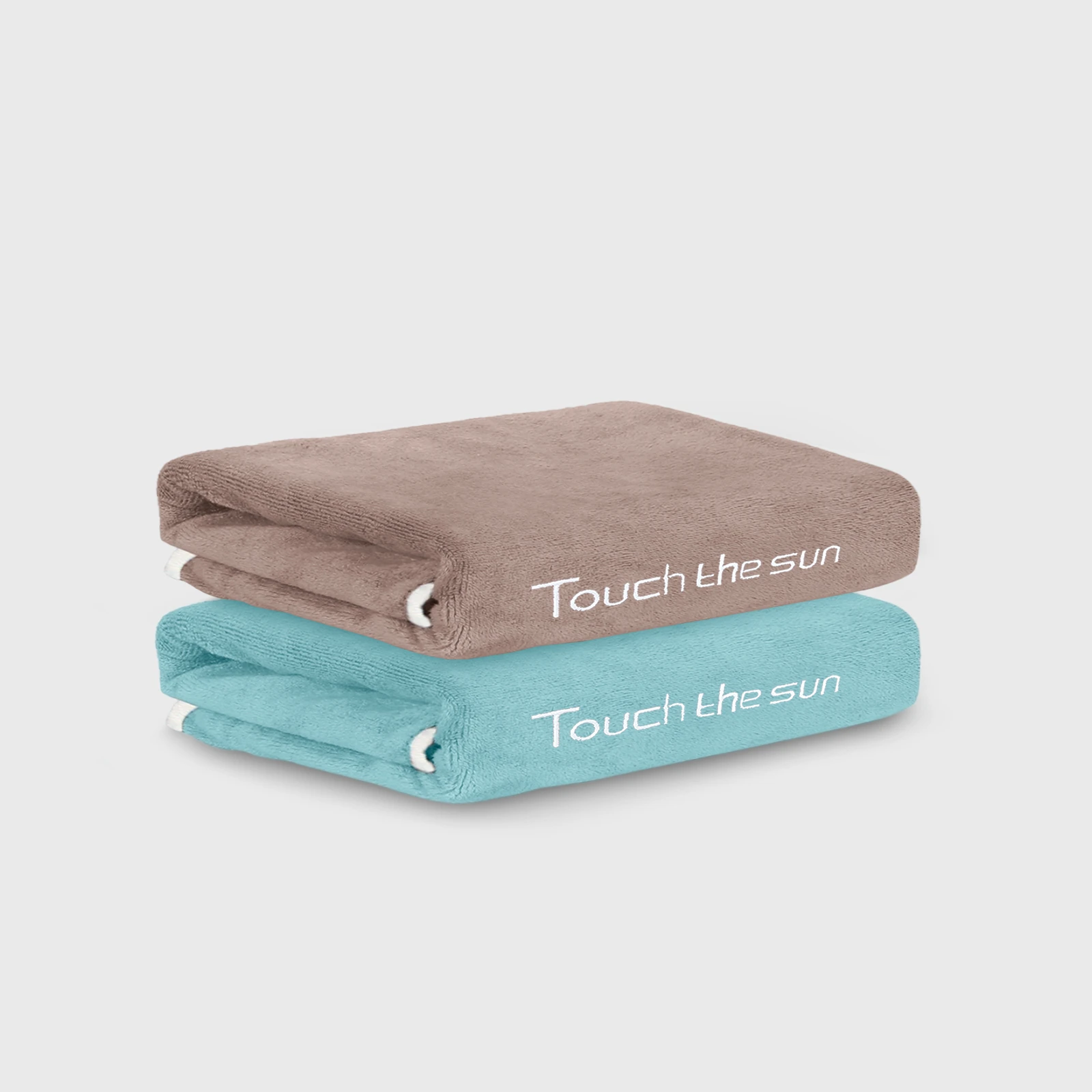 HOUSSE Microfiber Embroidery Hand Towel – 35 * 75cm, 350 GSM, Soft & Absorbent, Quick-Drying Sweat Towel – Ideal for Gym, Beach, Fitness, Outdoor & Home Use (Touch The Sun Brown - Fluroscent)