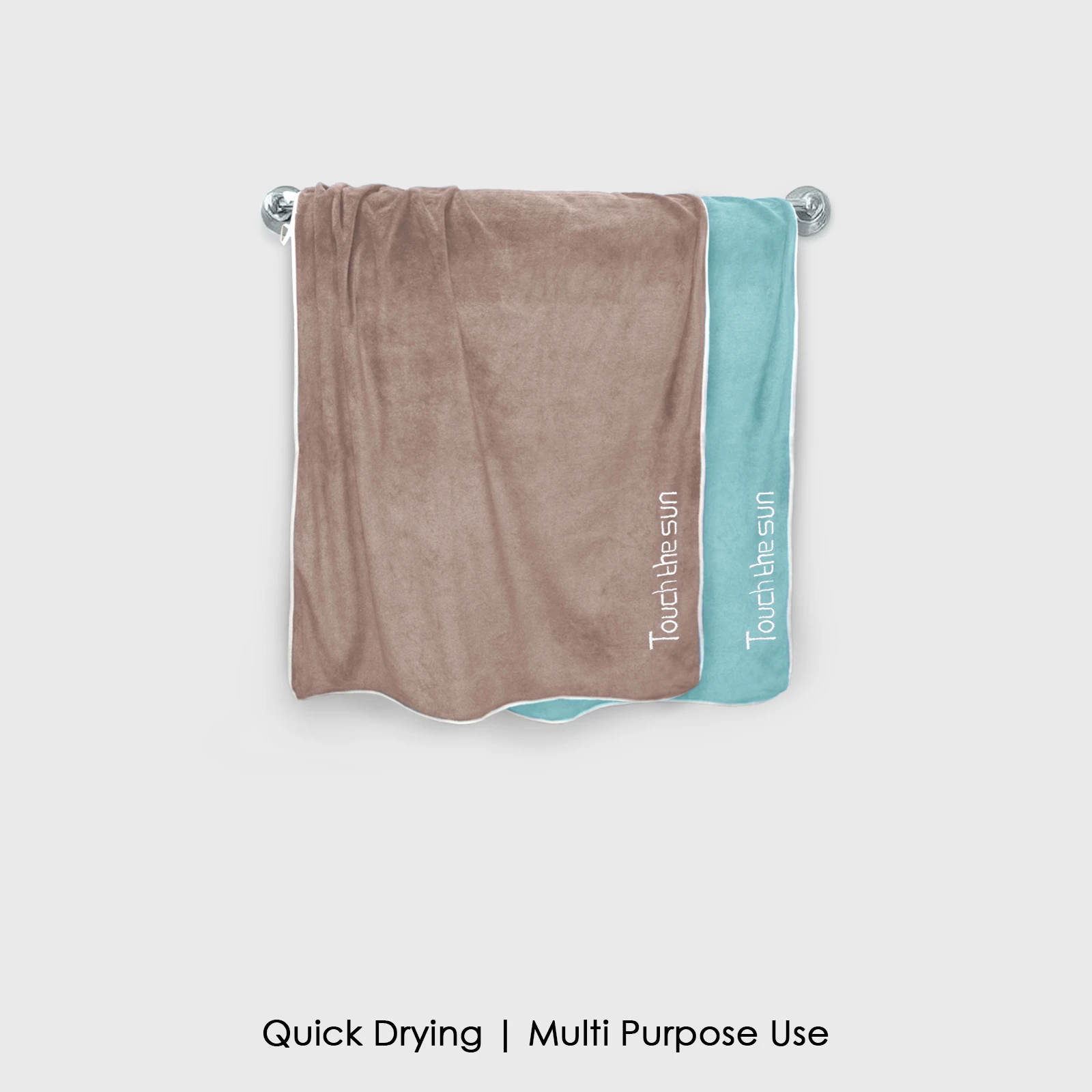 HOUSSE Microfiber Embroidery Hand Towel – 35 * 75cm, 350 GSM, Soft & Absorbent, Quick-Drying Sweat Towel – Ideal for Gym, Beach, Fitness, Outdoor & Home Use (Touch The Sun Brown - Fluroscent)