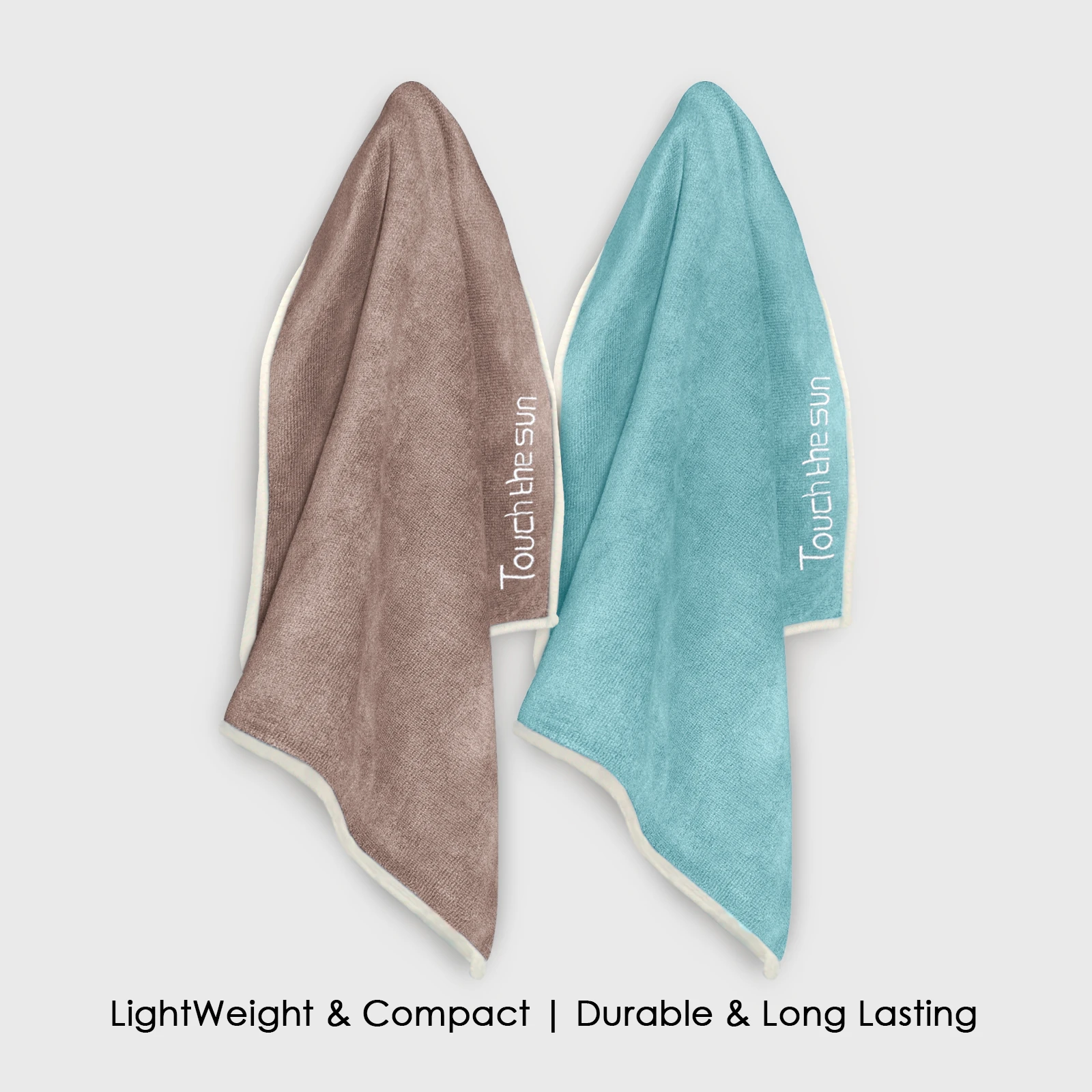 HOUSSE Microfiber Embroidery Hand Towel – 35 * 75cm, 350 GSM, Soft & Absorbent, Quick-Drying Sweat Towel – Ideal for Gym, Beach, Fitness, Outdoor & Home Use (Touch The Sun Brown - Fluroscent)