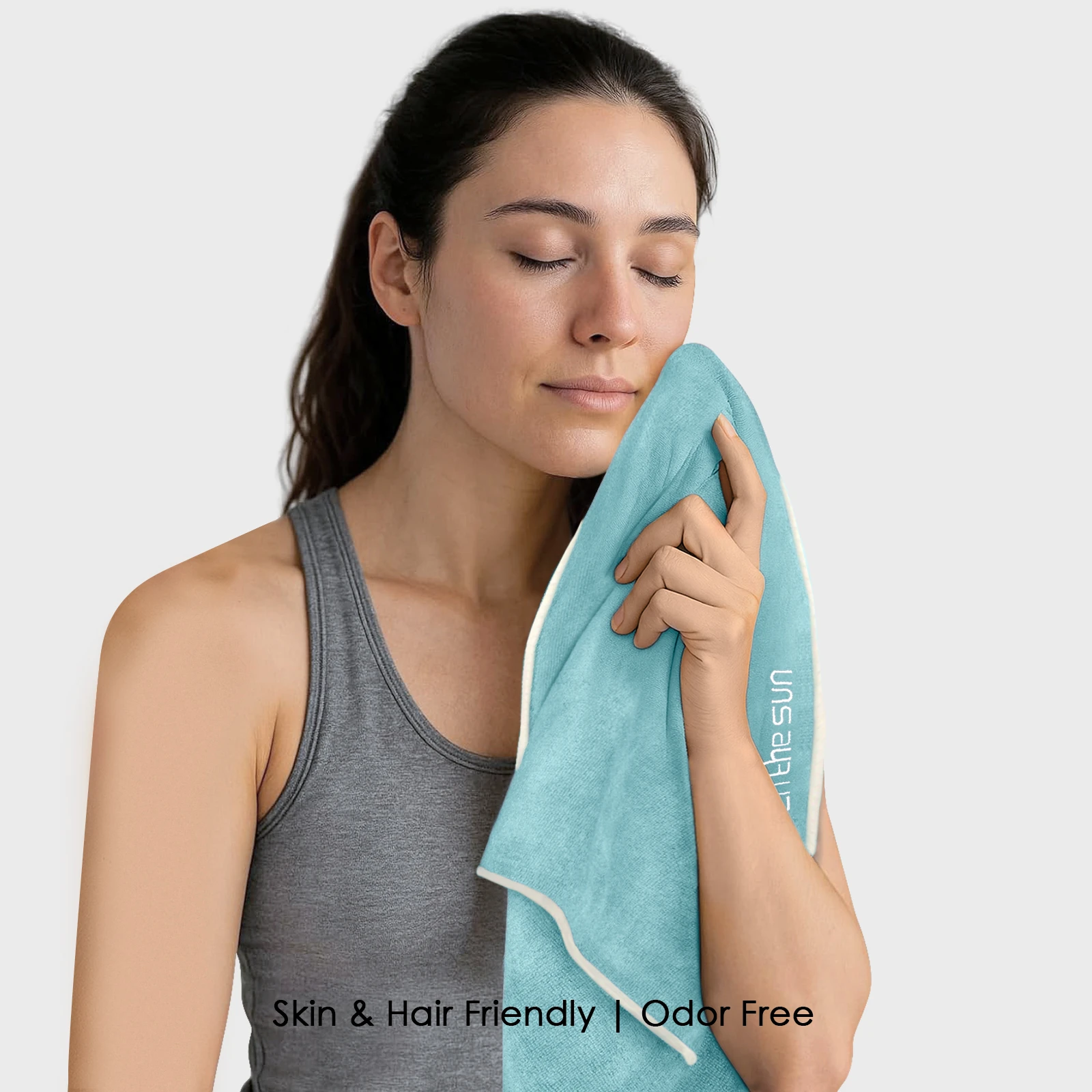 HOUSSE Microfiber Embroidery Hand Towel – 35 * 75cm, 350 GSM, Soft & Absorbent, Quick-Drying Sweat Towel – Ideal for Gym, Beach, Fitness, Outdoor & Home Use (Touch The Sun Brown - Fluroscent)