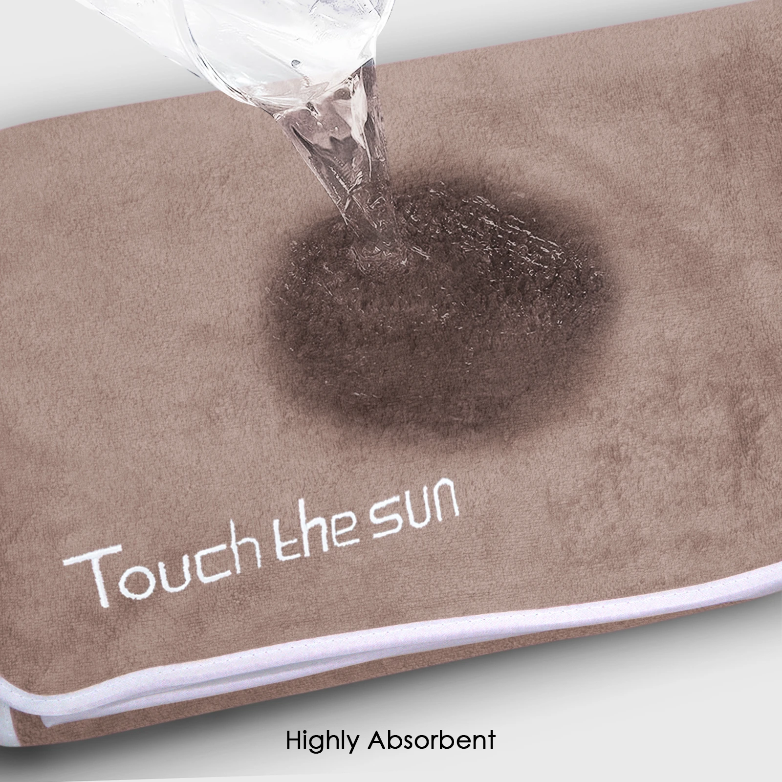 HOUSSE Microfiber Embroidery Hand Towel – 35 * 75cm, 350 GSM, Soft & Absorbent, Quick-Drying Sweat Towel – Ideal for Gym, Beach, Fitness, Outdoor & Home Use (Touch The Sun Brown - Fluroscent)